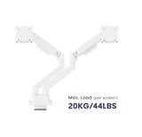 Brateck LDT81-C024-W NOTEWORTHY HEAVY-DUTY GAS SPRING DUAL MONITOR ARM Fit Most 17"-35" Monitor Fine Texture White(new)