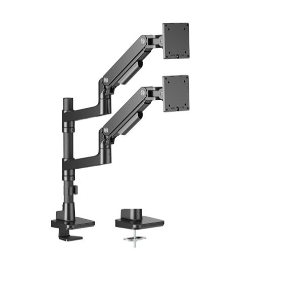 Brateck LDT81-C024P-B NOTEWORTHY POLE-MOUNTED HEAVY-DUTY GAS SPRING DUAL MONITOR ARM Fit Most 17