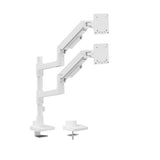 Brateck LDT81-C024P-W NOTEWORTHY POLE-MOUNTED HEAVY-DUTY GAS SPRING DUAL MONITOR ARM Fit Most 17"-49" Monitor Fine Texture White(new)