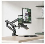 Brateck LDT84-C024ML-B POLE-MOUNTED HEAVY-DUTY MECHANICAL SPRING MONITOR ARM WITH LAPTOP TRAY BLACK (new)