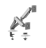 Brateck LDT88-C024 DUAL SCREEN RUGGED MECHANICAL SPRING MONITOR ARM For most 17"~32" Monitors, Space Grey & White (New)