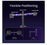 Brateck LDT89-C024 Matte Black Amethyst Articulating Gaming Dual Monitor Arm (new)