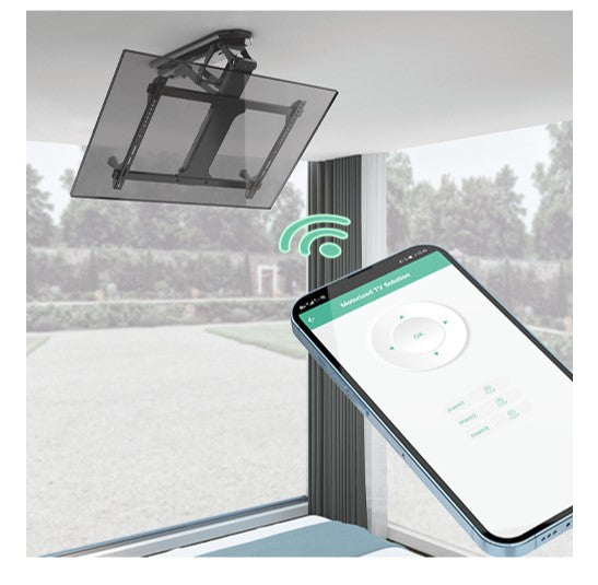 Brateck PLB-M0546AI SMART FLIP DOWN TV CEILING MOUNT POWERED BY TUYA Support most 32" ~ 70" TVs (Black) (LS)