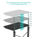 mbeat® activiva Height Adjustable PC & Printer Storage Stand Black Adjustable Shelf Height: 55/60/65/79/75/80/85cm