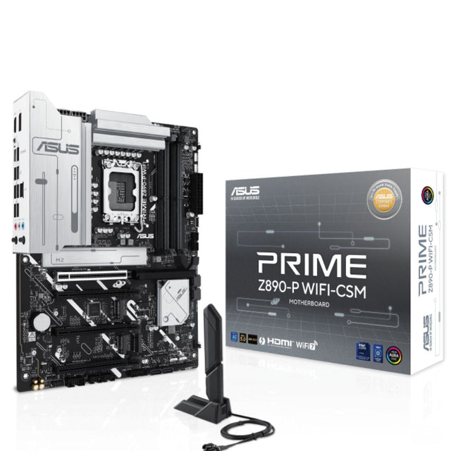 Asus PRIME Z890-P WIFI-CSM, ATX, Intel LGA 1851, 4xDDR5, 4xM.2, 4xSATA 6Gb/s, RAID, 1xHDMI, 1xDP, 1xTB (USB-C), 4xPCIe, GbE LAN, Wi-Fi 7+Bluetooth, 1xUSB-C, 3xUSB-A, 4xUSB2.0, 3 Year Warranty