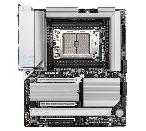 Gigabyte TRX50 AERO D AMD Ryzen Motherboard 4x DDR5~256GB,2x PCIe x16 slots, 4x M.2, 8x SATA 6Gb/s connectors, 11x USB 3.2, 4x USB2.0, 2x