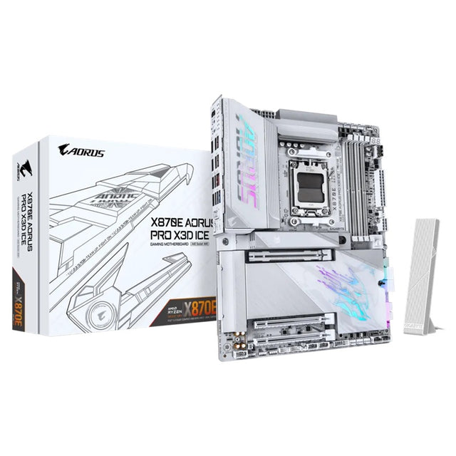 Gigabyte X870E A PRO X ICE: AM5, DDR5 256GB, ALC1220, 5GbE LAN, Q-Flash, Smart Backup, GCC, ATX, Win11, Ryzen 7000–9000