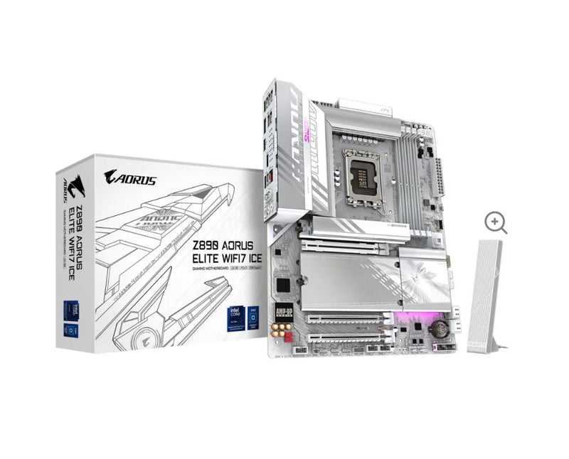 Gigabyte Z890 AORUSELITE WF7 ICE Intel LGA 1851 ATX Motherboard, 4x DDR5 ~256GB, 3x PCI-E x16, 4x M.2, 4x SATA,  5x USB 3.2, 1x USB-C, 4x USB 2.0