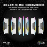 Corsair Vengeance RGB 32GB (2x16GB) DDR5 UDIMM 6400MHz C36 1.35V Desktop Gaming Memory White