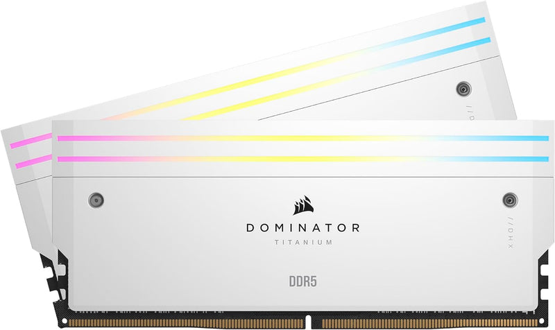 Corsair DOMINATOR® TITANIUM RGB 64GB (2x32GB) DDR5 DRAM 6400MT/s CL32 Intel XMP Memory Kit — White