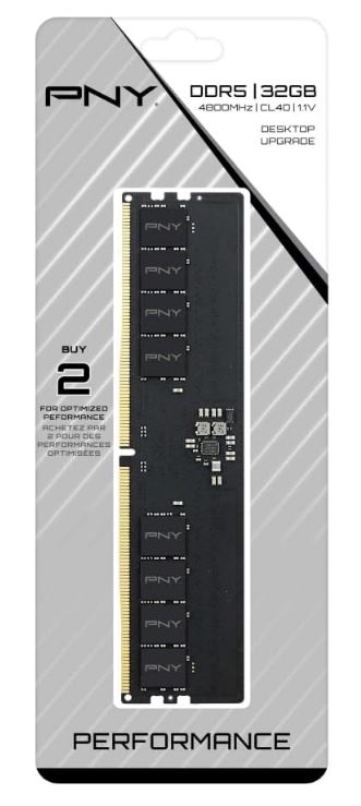 PNY MD32GSD54800-TB   32GB,UDIMM,DDR5-4800-40/40/40/77,Single Side,1.1v,TB