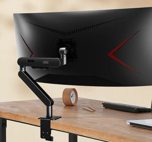 AOC AM406G Gray Desk-mount monitor arm with aluminum Alloy Structure. Mechanical Spring. Full Range Motion 17-40" up to 12KG VESA 100 and 75mm