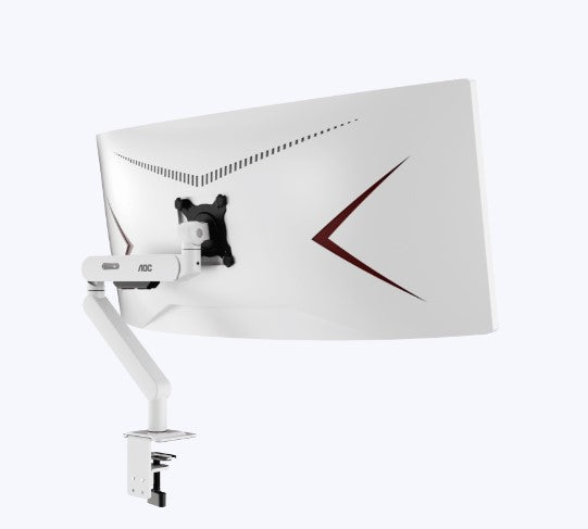 AOC AM406W White Desk-mount monitor arm with Alloy Structure. Mechanical Spring. Full Range Motion 17-40