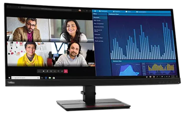 LENOVO ThinkVision P34W-20 34" 60Hz QHD IPS Monitor 4K 3440 x 1440 21:09 4ms Height Adjustable Tilt Swivel HDMI DP Ethernet USB Speakers VESA 3yr wty