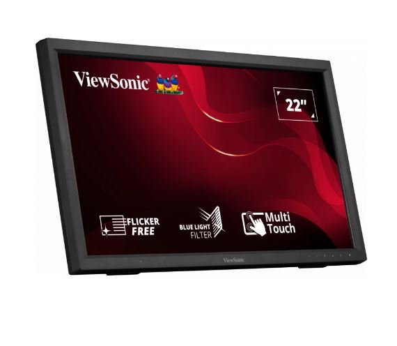 ViewSonic 22” TD2223-2 In-Cell 10 Point Touch FHD Monitor  Advanced Ergonomics, Windows, Android, Chrome, Linux, Raspberry Pi, VESA 100, 2024