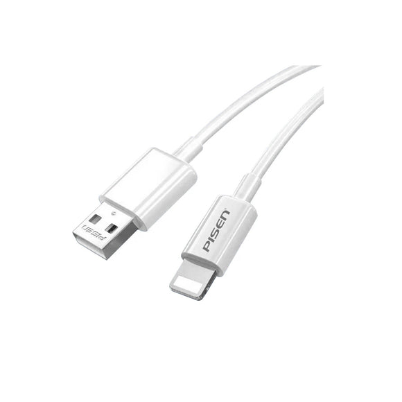 Pisen Lightning to USB-A Cable (1M) White - Support Safe Charge 2.4A, Stretch-Resistant, Reinforced, Durable, Apple iPhone/iPad/MacBook