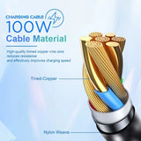 USP Braided 2-in-1 USB-C to Lighting (27W) + USB-C (100W) Super Fast Charging Cable (1.2M) Black - High Speed Charging