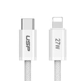 USP Boostup Braided Lightning to USB-C Cable (1M) White - Quick Charge & Connect, Durable & Reliable, Nylon Weaving, Apple iPhone/ iPad/ MacBook