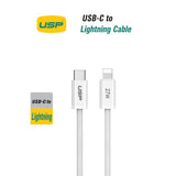 USP Boostup Braided Lightning to USB-C Cable (1M) White - Quick Charge & Connect, Durable & Reliable, Nylon Weaving, Apple iPhone/ iPad/ MacBook