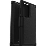 OtterBox Strada Samsung Galaxy S23 Ultra 5G (6.8") Case Black - (77-91185), DROP+ 3X Military Standard, Leather Folio Cover, Card Holder, Raised E
