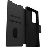 OtterBox Strada Samsung Galaxy S23 Ultra 5G (6.8") Case Black - (77-91185), DROP+ 3X Military Standard, Leather Folio Cover, Card Holder, Raised E