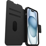 OtterBox Strada MagSafe Apple iPhone 15 Plus (6.7") Case Shadow (Black) - (77-93564), DROP+ 3X Military Standard,Leather Folio Cover,,7 Years Warranty