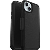 OtterBox Strada MagSafe Apple iPhone 15 Plus (6.7") Case Shadow (Black) - (77-93564), DROP+ 3X Military Standard,Leather Folio Cover,,7 Years Warranty