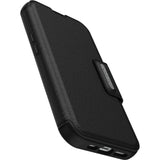 OtterBox Strada MagSafe Apple iPhone 15 (6.1") Case Shadow (Black) - (77-93572), DROP+ 3X Military Standard,Leather Folio Cover,Card Holder