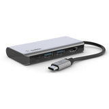 Belkin Connect USB-C® 4-in-1 Multiport Adapter - Space Grey (AVC006btSGY) - 100W Power Delivery, 4K HDMI Port, 5GBPS Data Transfer, Charge & Connect