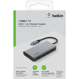 Belkin Connect USB-C® 4-in-1 Multiport Adapter - Space Grey (AVC006btSGY) - 100W Power Delivery, 4K HDMI Port, 5GBPS Data Transfer, Charge & Connect