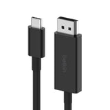 Belkin Connect USB-C to DisplayPort 1.4 Cable 2M - Black (AVC014BT2MBK),32.40Gbps bandwidth,Backward compatible with DisplayPort 1.2,Plug-and-play,2YR