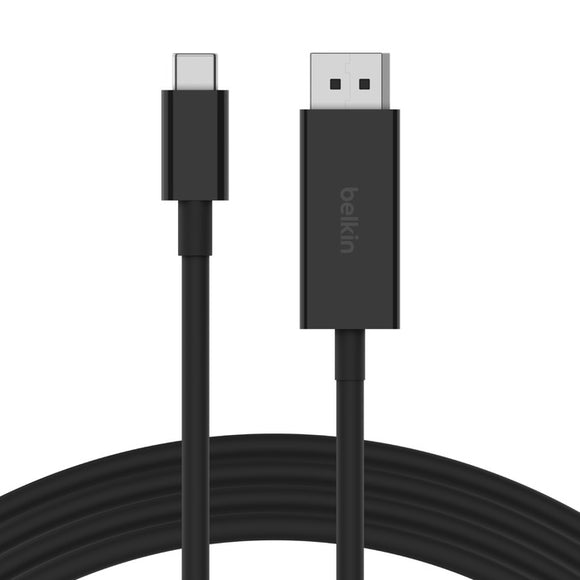 Belkin Connect USB-C to DisplayPort 1.4 Cable 2M - Black (AVC014BT2MBK),32.40Gbps bandwidth,Backward compatible with DisplayPort 1.2,Plug-and-play,2YR