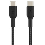 Belkin BoostCharge Braided USB-C to USB-C Cable (0.15M) - Black (CAB004bt0MBK), 60W, 480Mbps, 30K+ bend, 2 Year Warranty