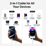 Belkin BoostCharge Pro 2-in-1 Cable With USB-C and Lightning Connector - White(CAC003fq1.5MWH), 480Mbps, Lightning Connector Adaptor, 2 Years Warranty