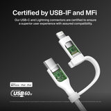 Belkin BoostCharge Pro 2-in-1 Cable With USB-C and Lightning Connector - White(CAC003fq1.5MWH), 480Mbps, Lightning Connector Adaptor, 2 Years Warranty