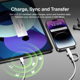 Belkin BoostCharge Pro 2-in-1 Cable With USB-C and Lightning Connector - White(CAC003fq1.5MWH), 480Mbps, Lightning Connector Adaptor, 2 Years Warranty