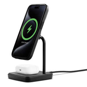 Cygnett ChargeBase 2-in-1 Magnetic Wireless Charger-Black,20W Max(15W+5W Airpods),20W Wall Charger,1.5M USB-C Cable,Attachment Ring,2 Years Warranty