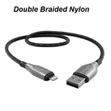 Cygnett Armoured Lightning to USB-A (2.0) Cable (50cm) - Black (CY4657PCCAL), 2.4A/12W,Braided,480Mbps Transfer,Turbo Charge iPhone/iPad,MFi, 5 Yrs