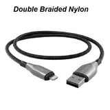 Cygnett Armoured Lightning to USB-A (2.0) Cable (1M) - Black (CY4658PCCAL), 2.4A/12W,Braided,480Mbps Transfer,Turbo Charge iPhone/iPad,MFi, 5 Yrs