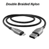 Cygnett Armoured Lightning to USB-A (2.0) Cable (2M) - Black (CY4660PCCAL), 2.4A/12W,Braided,480Mbps Transfer,Turbo Charge iPhone/iPad,MFi, 5 Yrs