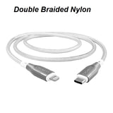 Cygnett Armoured Lightning to USB-C (2.0) Cable (2M) - White (CY4670PCCCL), 30W, Braided, 480Mbps Transfer, Fast Charge iPhone/iPad, MFi, 5 Yrs