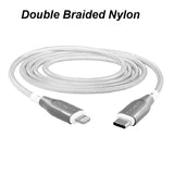 Cygnett Armoured Lightning to USB-C (2.0) Cable (3M) - White (CY4672PCCCL), 30W, Braided, 480Mbps Transfer, Fast Charge iPhone/iPad, MFi, 5 Yrs