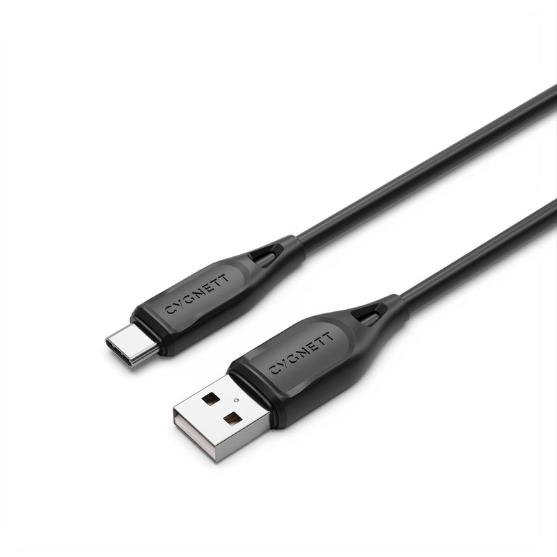 Cygnett Essentials USB-C to USB-A (2.0) Cable (1M) - Black (CY4687PCUSA), 3A/60W, 480Mbps Transfer, Fast Charge, Best for Laptop, Durable, 2 Yrs