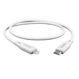 Cygnett Essentials Lightning to USB-C (2.0) Cable (1M) - White (CY4696PCCCL), 2.4A/12W, 480Mbps Transfer,Fast Charge iPhone/iPad,MFi, Durable, 2 Yrs