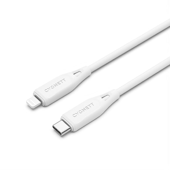 Cygnett Essentials Lightning to USB-C (2.0) Cable (1M) - White (CY4696PCCCL), 2.4A/12W, 480Mbps Transfer,Fast Charge iPhone/iPad,MFi, Durable, 2 Yrs