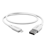 Cygnett Essentials Lightning to USB-A (2.0) Cable (1M) - White (CY4700PCCAL), 2.4A/12W, 480Mbps Transfer, Fast Charge iPhone/iPad, MFi, 2 Yrs