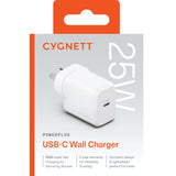 Cygnett PowerPlus 25W USB-C PD Fast Wall Charger-White, Palm-Size,Portable,Travel-Ready,Best for iPhone,Samsung's PPS & USB-C Devices,2 Years Warranty