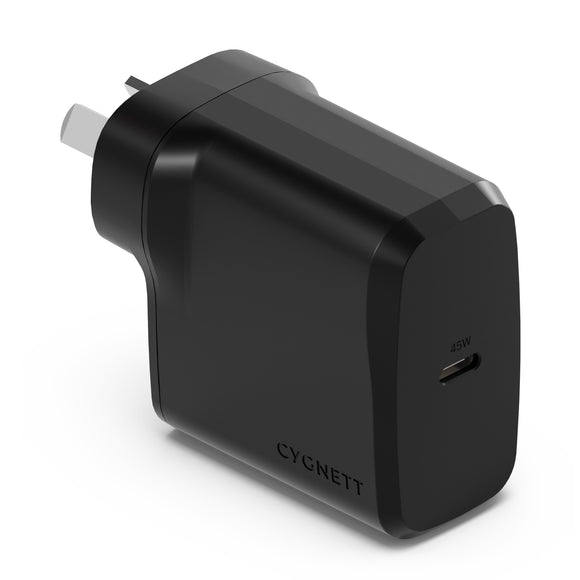 Cygnett PowerPlus 45W USB-C PD GaN Fast Wall Charger -Black, Portable,Travel-Ready,Best for iPhone,Samsung's PPS & USB-C Devices, 2 Years Warranty