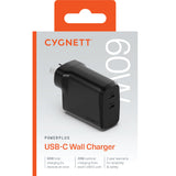 (LS) Cygnett PowerPlus 60W (30W x2) Dual Port USB-C PD Fast Wall Charger-Black, Best for iPhone,Samsung's PPS & USB-C Devices,2 Years Warranty