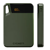 Cygnett ChargeUp Boost 4th Gen 5K mAh Power Bank-Green(CY4742PBCHE),Dual Port(USB-C 12W + USB-A 12W),15cm USB-C Cable,Digital Display,Charge 2 Devices